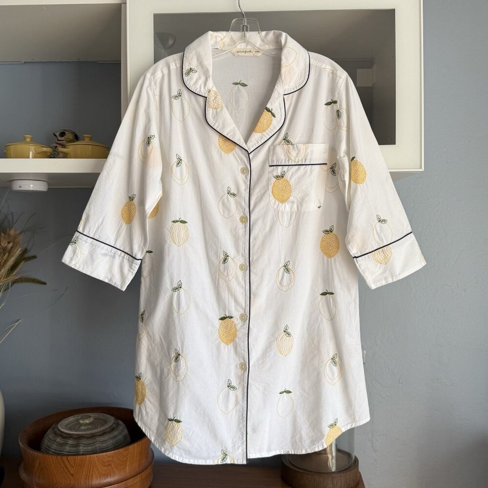 Printfresh Lemon Drop Embroidered Button-Down Sle… - image 1